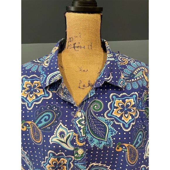 Kim Rogers Women's 2X Multicolor Paisley Long Sleeve Blouse - Picture 2 of 8